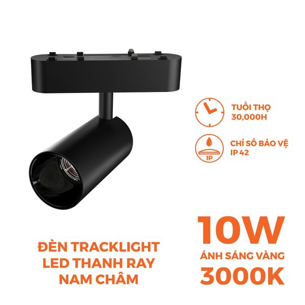 Đèn tracklight nam châm màu đen Nanoco công suất 10W ánh sáng 3000K/4000K