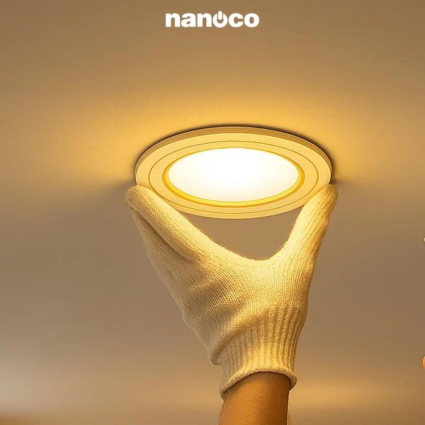 Đèn LED âm trần Nanoco ECO Metal Series 10W Ø90 | Viền Trắng/Vàng/Bạc | Ánh sáng 3000K/4000K/6500K/Đổi màu
