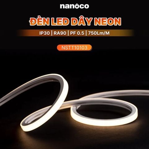 Đèn LED Dây Nanoco Neon Top Bend 9W/m DC24V IP65 CRI Ra90 126 LED/m Ánh Sáng Liền Mạch