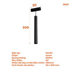 Đèn thả trần nam châm màu đen Nanoco công suất 8W ánh sáng 3000K/4000K