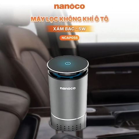 Máy lọc không khí ô tô Nanoco model NCAP05 động cơ DC, điều khiển cảm ứng, tích hợp AROMA