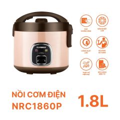 Nồi Cơm Điện Nắp Gài Nanoco NRC1860P 1.8L Màu Hồng - Công Suất 700W, Lòng Nồi Chống Dính, Nắp Trong Tháo Rời