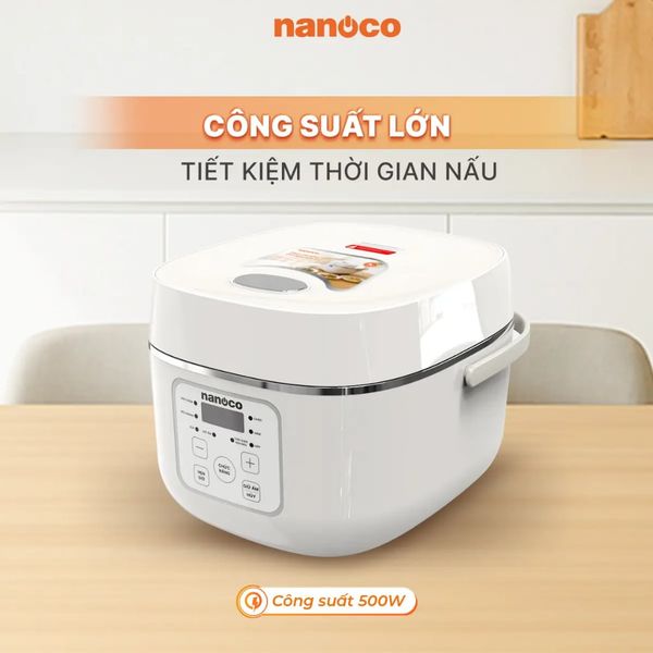 Nồi cơm điện tử Nanoco Model NRC1202BE, 1.2L, màu begie