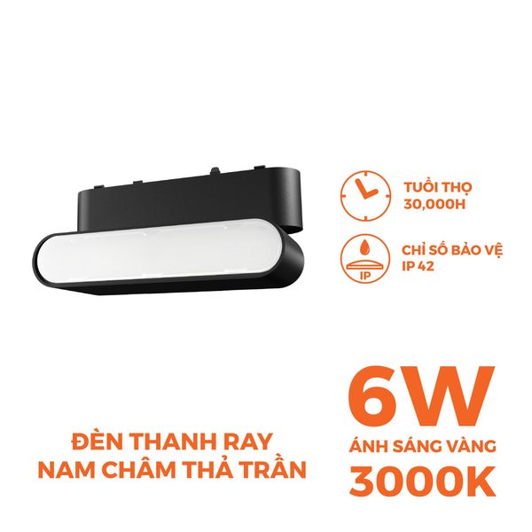 Đèn pha gập nam châm màu đen Nanoco công suất 6W/12W, ánh sáng 3000K/4000K