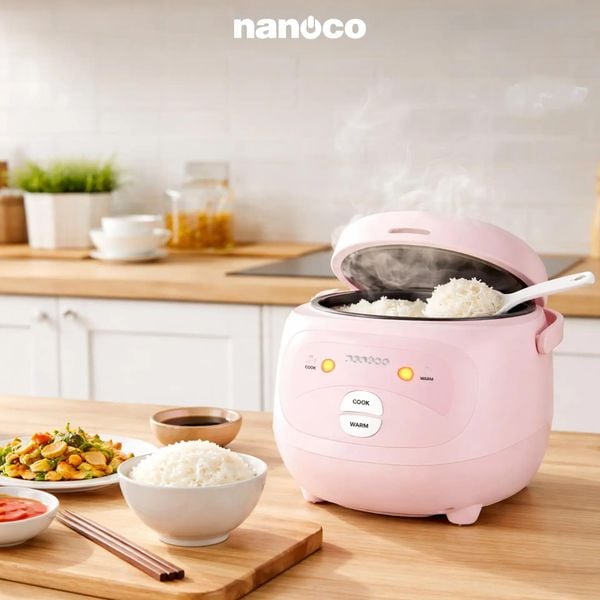 Nồi Cơm Điện Nắp Gài 1.0L 350W Màu Hồng Lòng Nồi Chống Dính Maifanite Nắp Tháo Rời