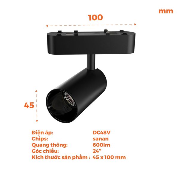 Đèn tracklight nam châm màu đen Nanoco công suất 10W ánh sáng 3000K/4000K