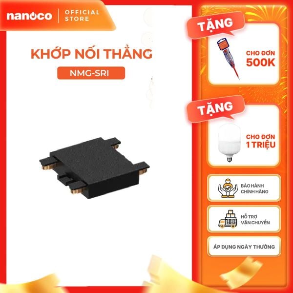 Khớp nối thanh ray đèn nam châm lắp nổi màu đen Nanoco model NMG-SRx