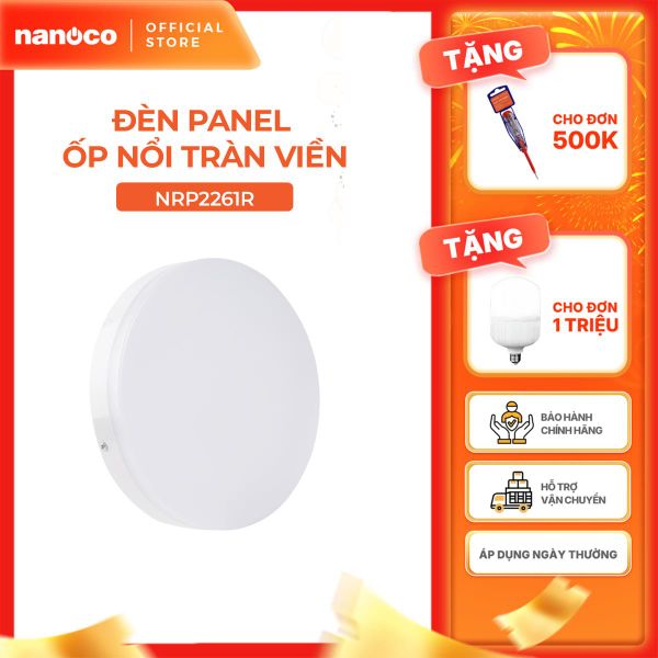 Đèn LED Panel ốp trần nổi tròn tràn viền Nanoco - Nancy series công suất 15W/22W/30W
