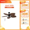 Quạt trần trang trí vân gỗ 5 cánh động cơ DC có remote Nanoco model NCFD5251 công suất 35W