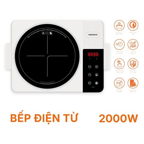 Bếp điện cảm ứng Nanoco 2000W mặt kính Crystal đa chức năng điều khiển cảm ứng LED NICK667