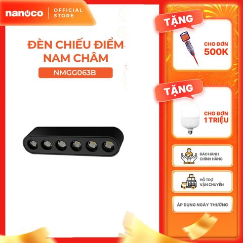 Đèn chiếu điểm nam châm màu đen Nanoco công suất 6W/12W, ánh sáng 3000K/4000K