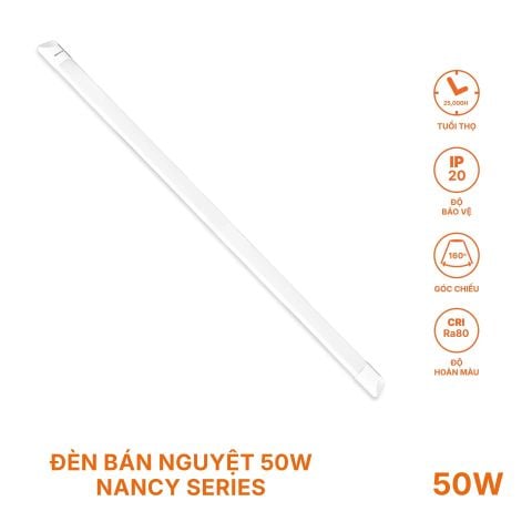 Đèn LED Bán Nguyệt Nanoco 50W ECO Series 1m2 Chiếu sáng hành lang, nhà xe, nhà kho