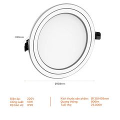 Đèn LED âm trần Nanoco ECO Metal Series 10W Ø90 | Viền Trắng/Vàng/Bạc | Ánh sáng 3000K/4000K/6500K/Đổi màu