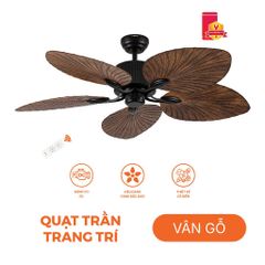 Quạt trần trang trí vân gỗ 5 cánh động cơ DC có remote Nanoco model NCFD5251 công suất 35W