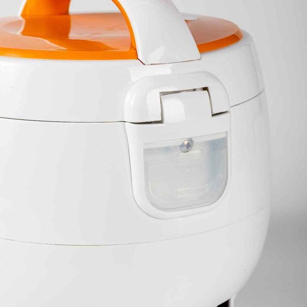 Nồi cơm điện 0.8L Nanoco model NRC0801W màu trắng-cam, nút cơ công suất 250W