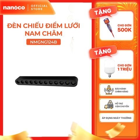 Đèn chiếu điểm lưới nam châm màu đen Nanoco công suất 6W/12W, ánh sáng 3000K/4000K