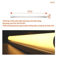 Bóng tuýp T8 LED thủy tinh 0.6m/1.2m Nanoco công suất 10W/ 20W/ 40W ánh sáng trắng/vàng model NT8Txxx