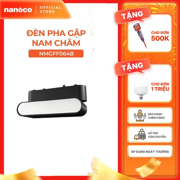 Đèn pha gập nam châm màu đen Nanoco công suất 6W/12W, ánh sáng 3000K/4000K