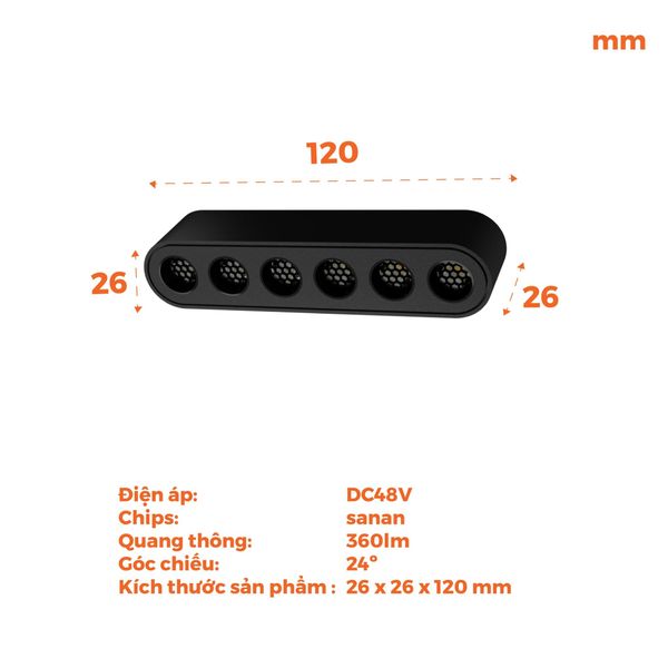 Đèn chiếu điểm lưới nam châm màu đen Nanoco công suất 6W/12W, ánh sáng 3000K/4000K