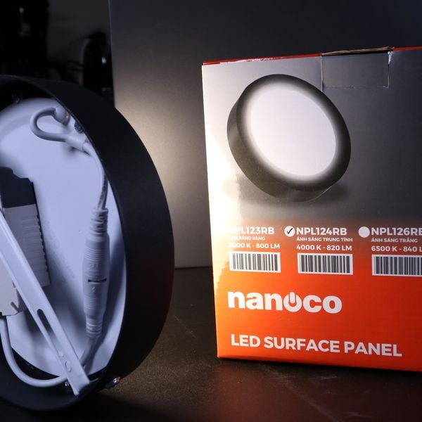 Đèn Panel LED ốp trần nổi tròn Nanoco 4 chế độ màu, viền trắng/đen