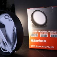 Đèn Panel LED ốp trần nổi tròn Nanoco 4 chế độ màu, viền trắng/đen