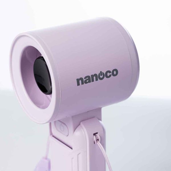 Quạt sạc cầm tay màu tím/xanh động cơ DC Nanoco model NHF3081 lithium 3000mAh công suất 5.8W