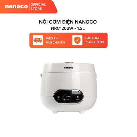Nồi cơm điện 1.2L Nanoco model NRC1206W màu trắng, nút cơ, công suất 500W