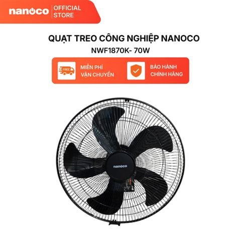 Quạt Treo Tường Công Nghiệp Nanoco Bạc Đạn Màu Đen NWF1870K/NWF1670K 3 Chế Độ Gió