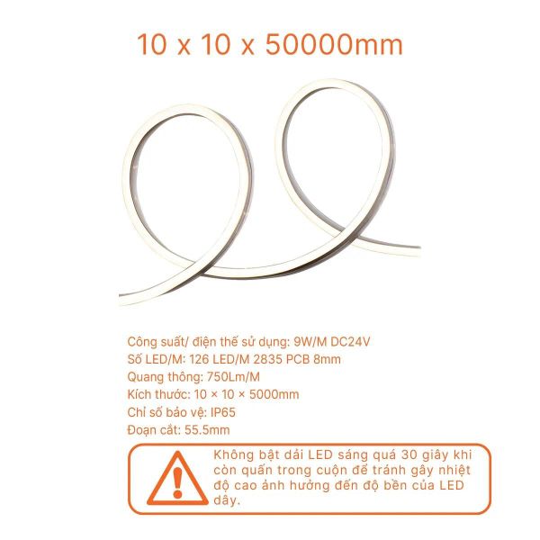 Đèn LED dây Neon Nanoco 1010 Side Bend 7W/m DC24V IP65 120 LED/m CRI Ra90 - LED Neon trang trí NSTS1010*
