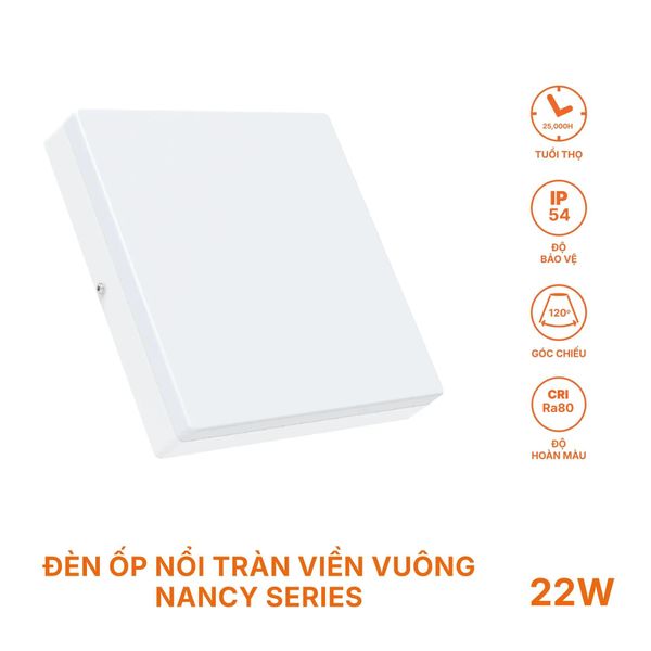 Đèn LED Nanoco Panel Ốp Trần Nổi Vuông 22W Nancy Series Nanoco