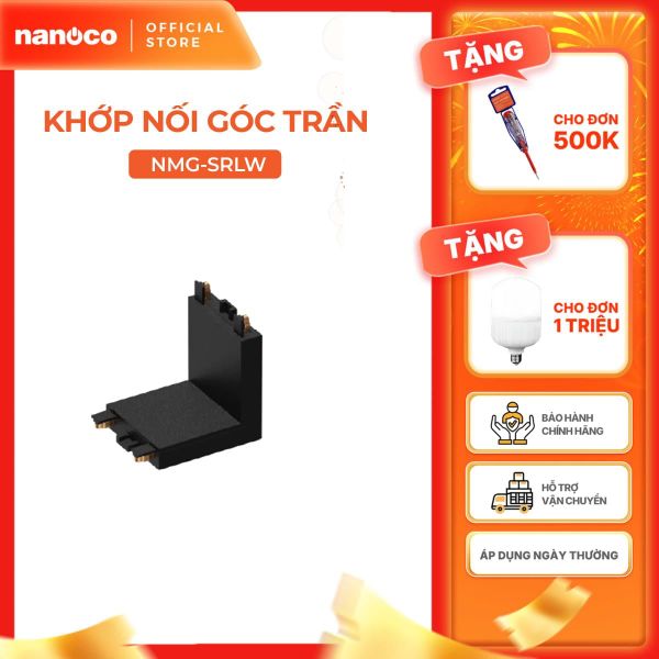 Khớp nối thanh ray đèn nam châm lắp nổi màu đen Nanoco model NMG-SRx