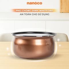 Nồi cơm điện 1.2L Nanoco model NRC1206W màu trắng, nút cơ, công suất 500W