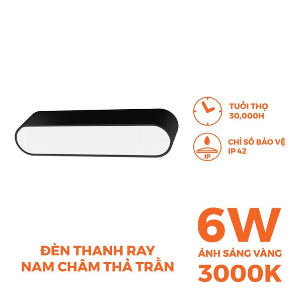 Đèn pha nam châm màu đen Nanoco công suất 6W/12W, ánh sáng 3000K/4000K