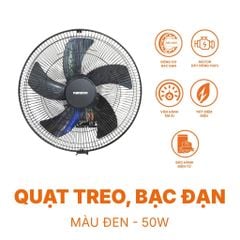 Quạt Treo Tường Công Nghiệp Nanoco Bạc Đạn Màu Đen NWF1870K/NWF1670K 3 Chế Độ Gió