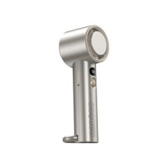 Quạt sạc cầm tay màu vàng đồng có sò lạnh động cơ DC Nanoco model NHF4858G pin lithium 4800mAh công suất 7.3W