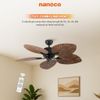 Quạt trần trang trí vân gỗ 5 cánh động cơ DC có remote Nanoco model NCFD5251 công suất 35W