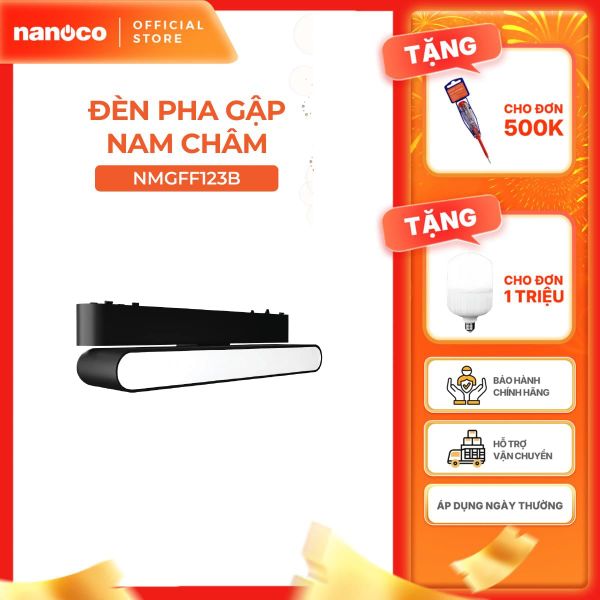 Đèn pha gập nam châm màu đen Nanoco công suất 6W/12W, ánh sáng 3000K/4000K