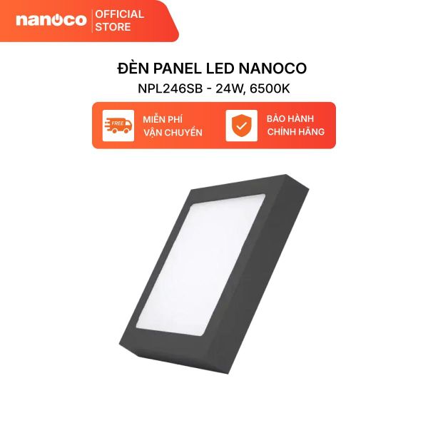 Đèn Panel LED ốp trần nổi vuông Nanoco 4 chế độ màu, viền trắng/đen