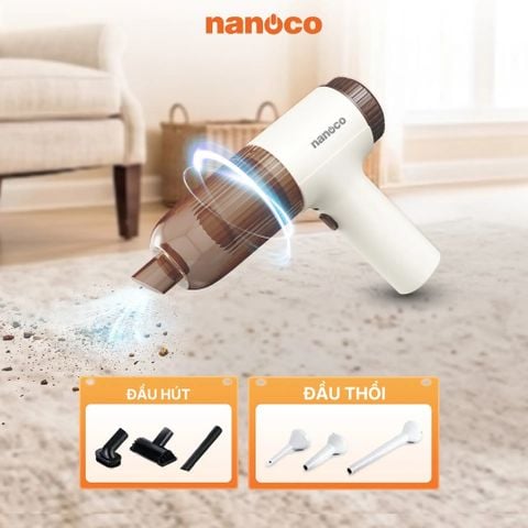 Máy hút bụi cầm tay dùng pin Nanoco model NVC012B - Hút & Thổi bụi, Động cơ BLDC 11-12 kPa, 2 cấp độ