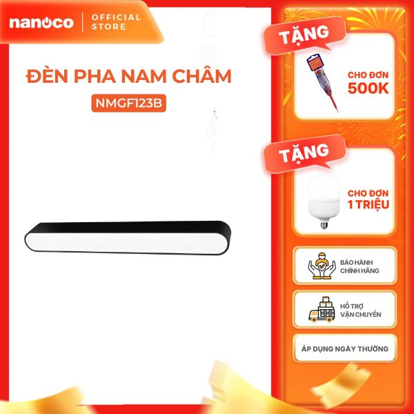 Đèn pha nam châm màu đen Nanoco công suất 6W/12W, ánh sáng 3000K/4000K