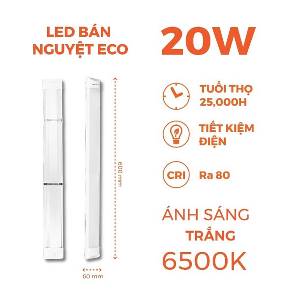 Đèn LED bán nguyệt ECO Nanoco công suất 20w/40w model NSHE 3 màu ánh sáng 3000K,4000K và 6500K