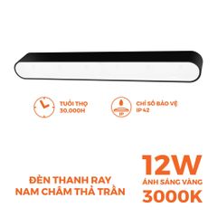 Đèn pha nam châm màu đen Nanoco công suất 6W/12W, ánh sáng 3000K/4000K