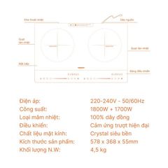 Bếp điện từ đôi Nanoco Model NICZ485 Công suất 1800W