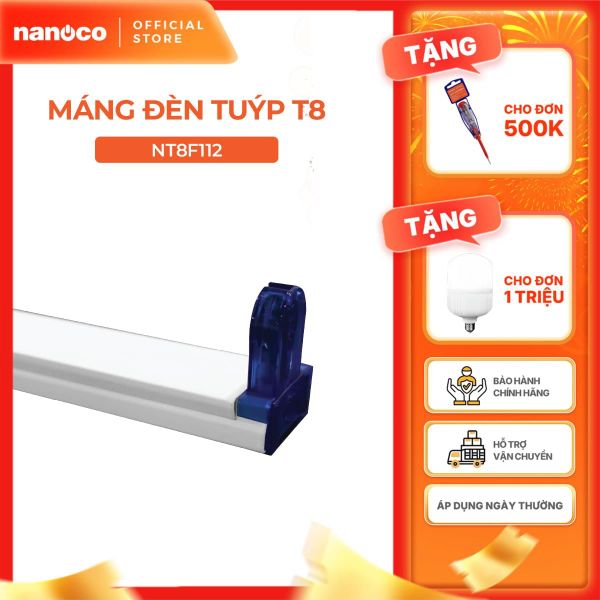 Máng đèn tuýp T8 0.6m/1.2m Nanoco model NT8Fxxx