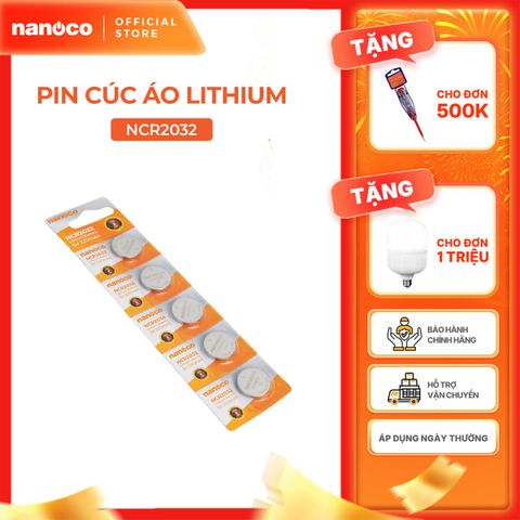 Pin Lithium 3V 160mAh/220mAh Nanoco model NCR2025/ NCR2032  (5 viên/vỉ )