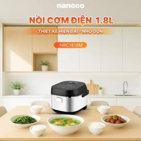Nồi cơm điện tử Nanoco Model NRC1818M, 1.8L, màu đen
