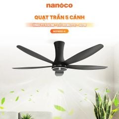 Quạt Trần Nanoco BLDC 5 Cánh 150cm Có Remote, Đảo Chiều, 9 Cấp Gió, Tiết Kiệm Điện NCF6051