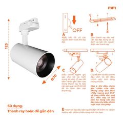 Đèn LED Tracklight Nanoco màu trắng Eira Series 3 chế độ ánh sáng, công suất 10W/20W/30W