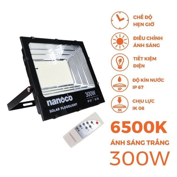 Đèn Pha LED Solar Nanoco Tiết Kiệm Năng Lượng