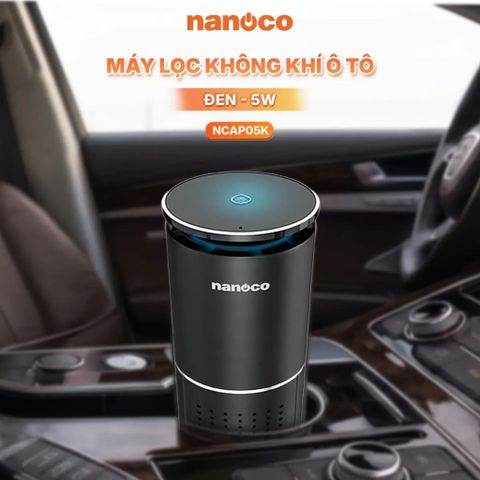 Máy lọc không khí ô tô Nanoco model NCAP05 động cơ DC, điều khiển cảm ứng, tích hợp AROMA